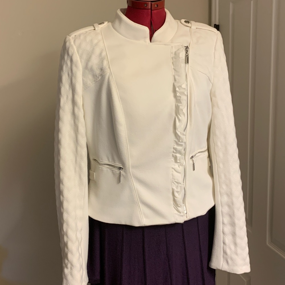 White House Black Market Cream Moto Jacket 12